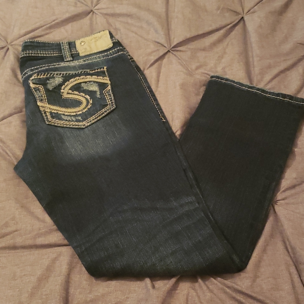 Silver AIKO Baby Boot distressed Jeans